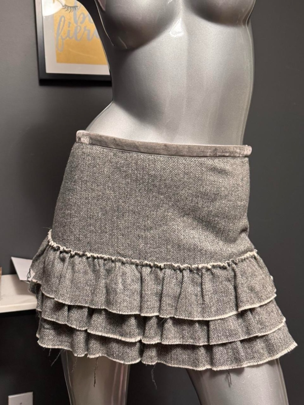 Free People vintage grey skirt with ruffles
